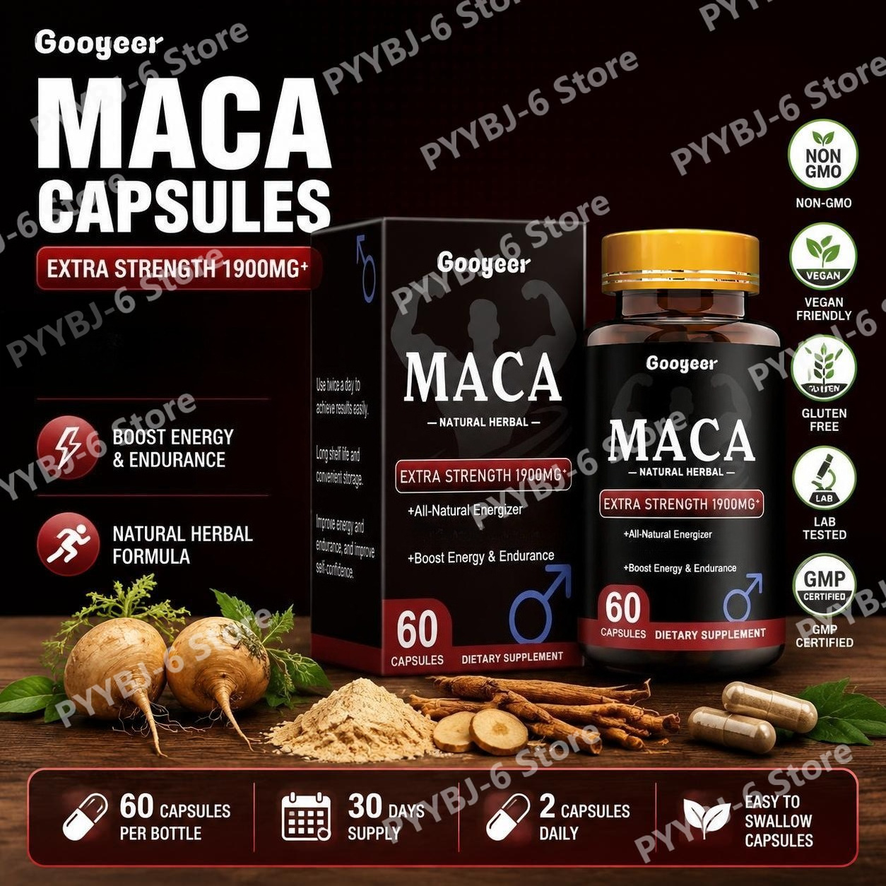 Googeer Maca Capsules with Mac - Valerian Root Capsule review and price