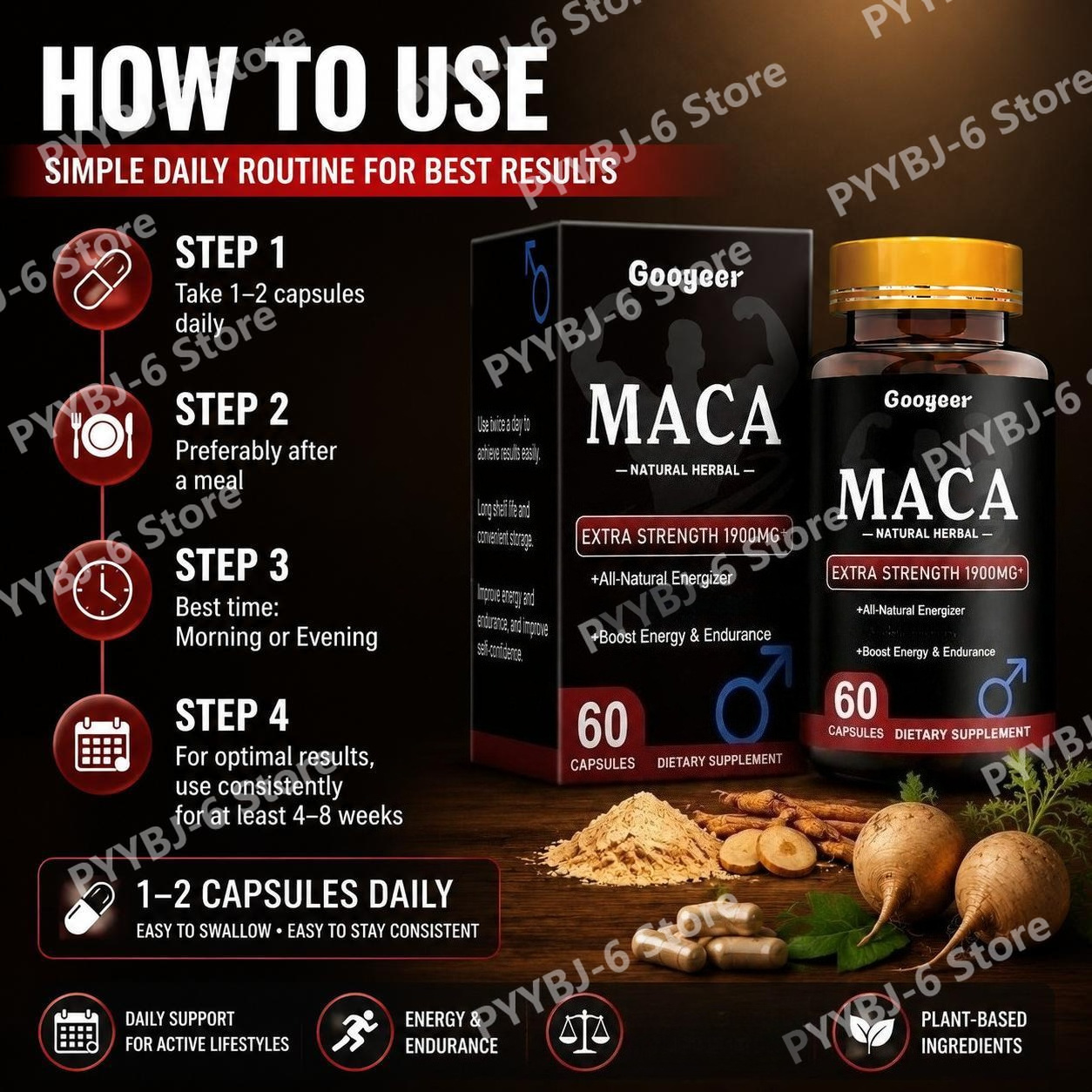 Googeer Maca Capsules with Mac - Valerian Root Capsule review and price