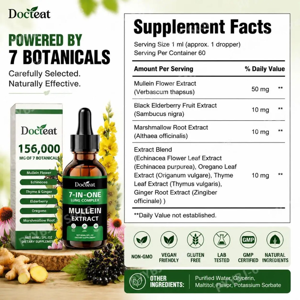 Docteat 7-in-1 Mullein Extract - Herbal Wellness Drops review and price